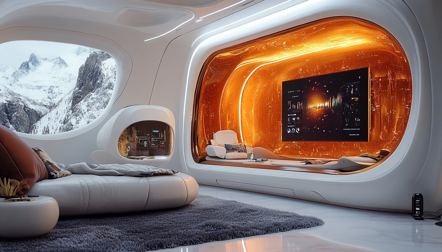 AI-generated futuristic home entertainment system