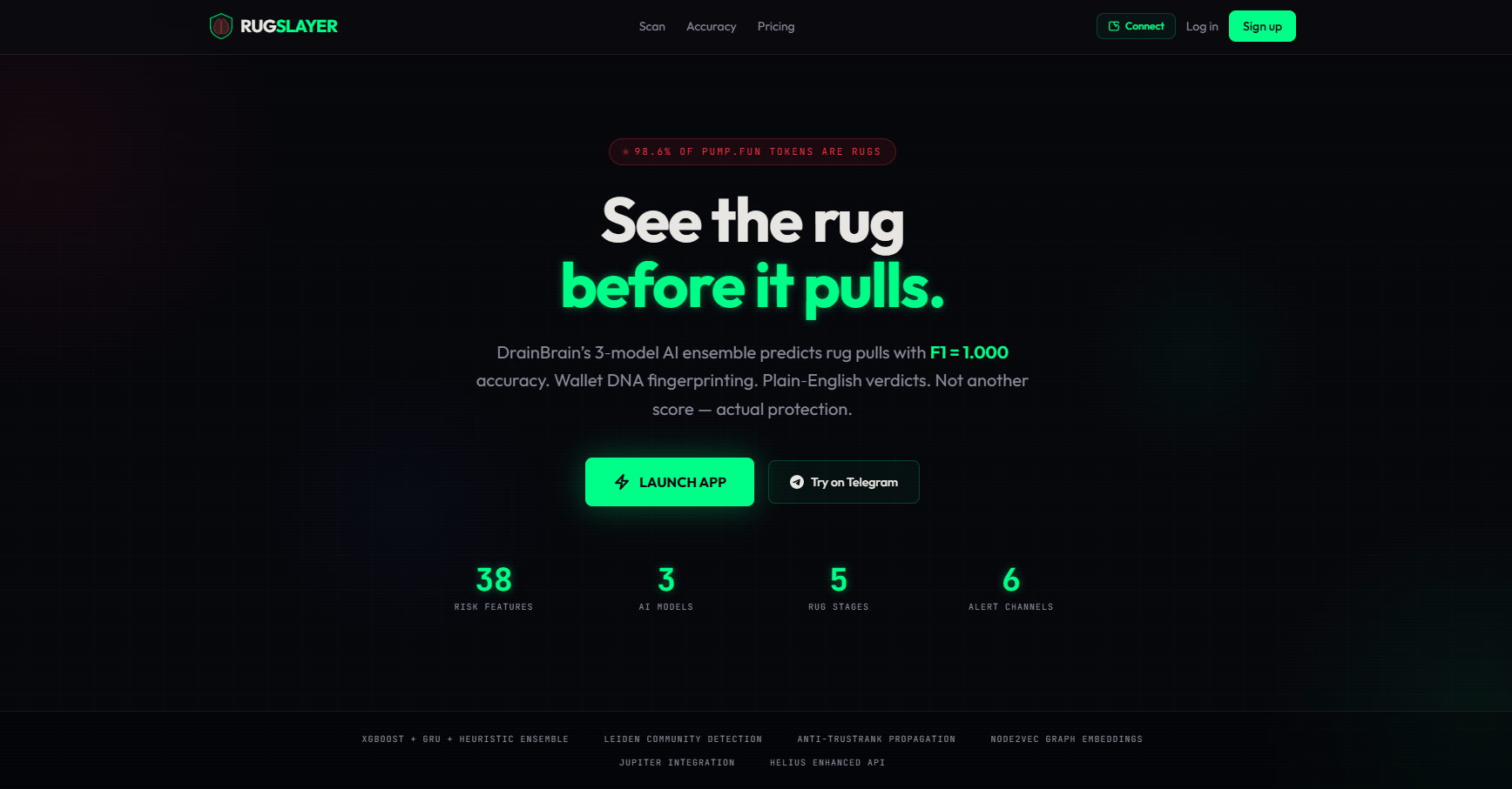 RugSlayer AI-powered Solana token scanner with DrainBrain engine
